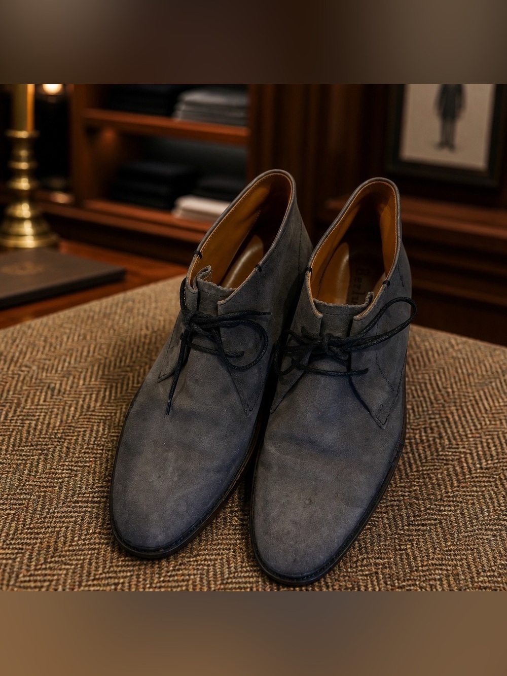 Berluti Paris Men's Suede Chukka Boots in Grey